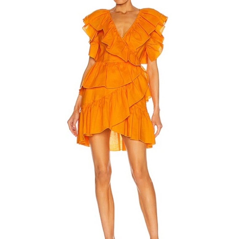 DUNDAS Vibrant Orange Asymmetrical Dress